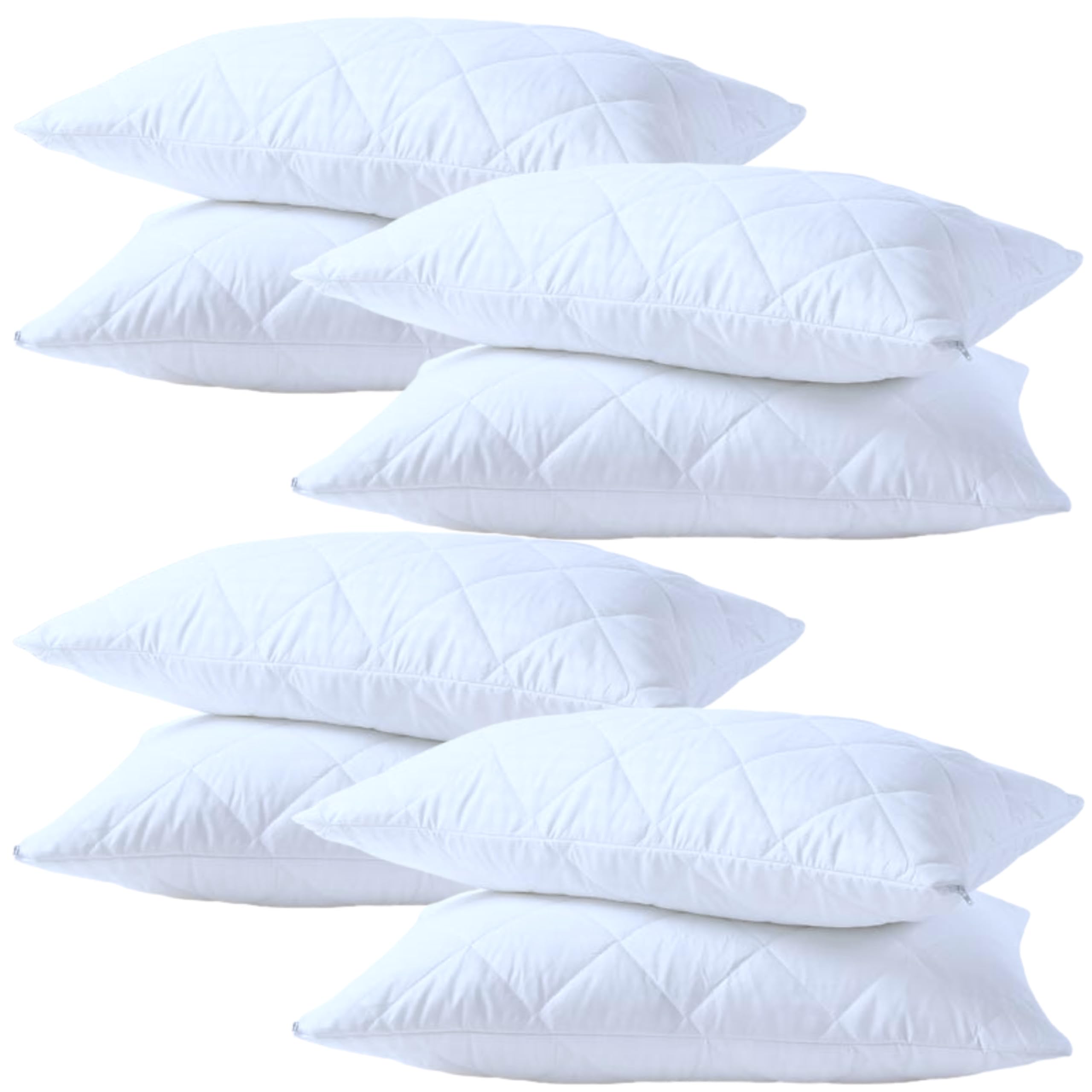4All Pillow Protectors Anti Bed Bug Dust Mite Microfiber Zipped Pillow Covers White Pillow Cases (Pack of 8)