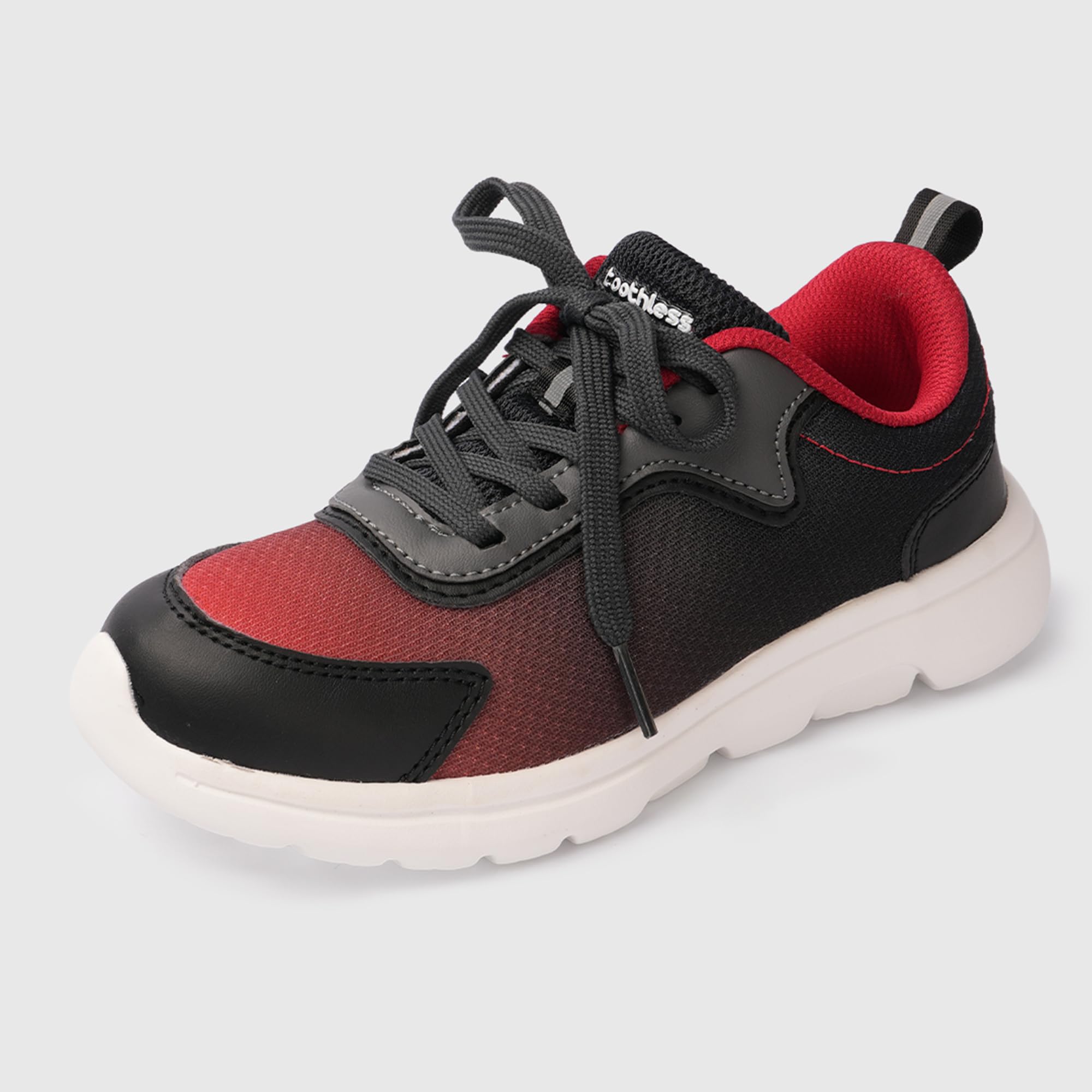 toothless Kids Boys Sport Shoes | Lace-Up Closure | Lightweight & Breathable Fabric | Cushioned Insole | Anti-Slip Sole Sporty Look for Kids Black/RED 4