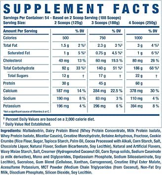 Ronnie Coleman Signature Series King Mass XL Mass Gainer Protein Powder, Muscle Gainer, 60g Protein, 180g Carbohydrates, 1,000+ Calories, Creatine and Glutamine, Cookies N' Cream, 15 Pound