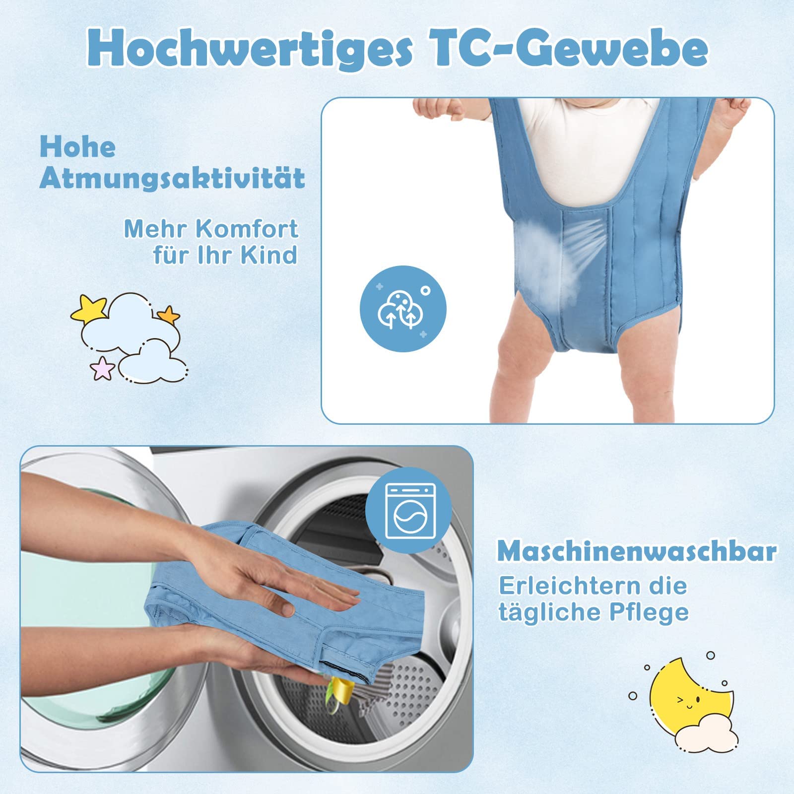 COSTWAY Baby Türhopser längenverstellbar, Tür Schaukel, Türrahmen Jumper inkl. Türklammer, für Kleinkinder von 6-12 Monate (Blau)