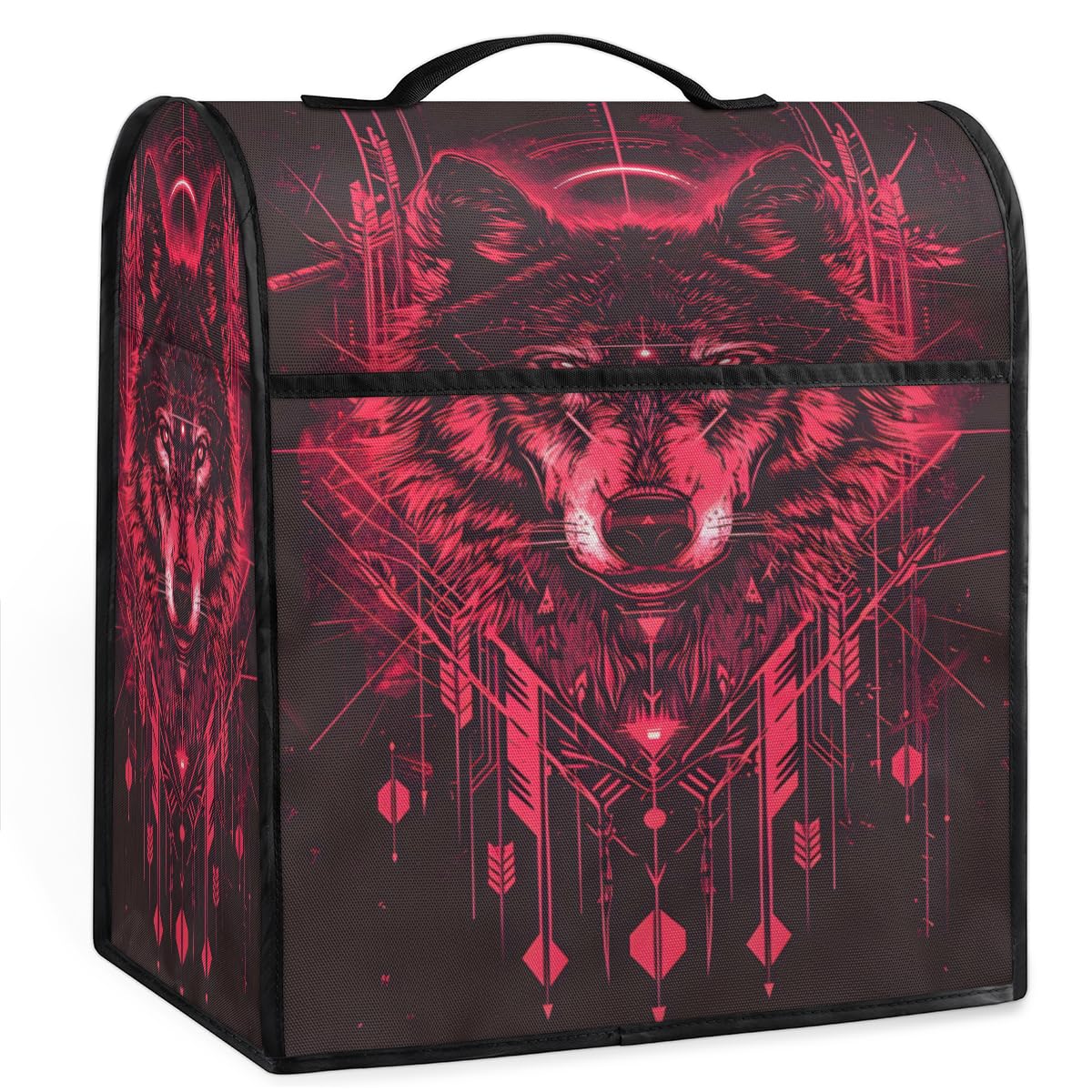 Coffee Maker Cover Red Black Wolf Kitchen Appliance Covers Small Appliance Covers Blender Cover Juicer Cover Dust Covers for Kitchen Appliances with Top Handle and Pockets,Washable,B338