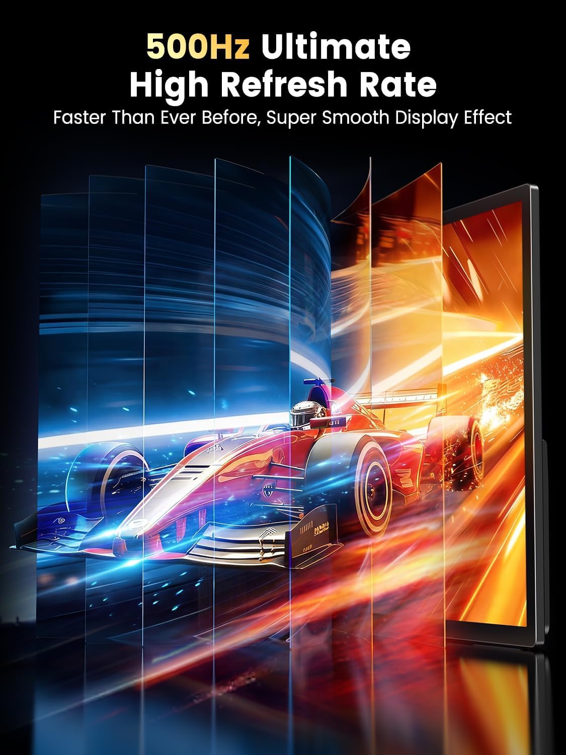 UPERFECT 24,5" 500Hz Przenośny Monitor Gamingowy z FreeSync 0,1 ms 125% sRGB 2000:1 600 nitów, matowy ekran, regulowana podstawa, VESA, drugi ekran do laptopa/PC/konsoli