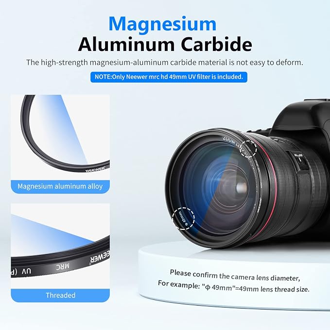 Filtro UV 49mm NEEWER con recubrimiento nano resistente miniatura 4
