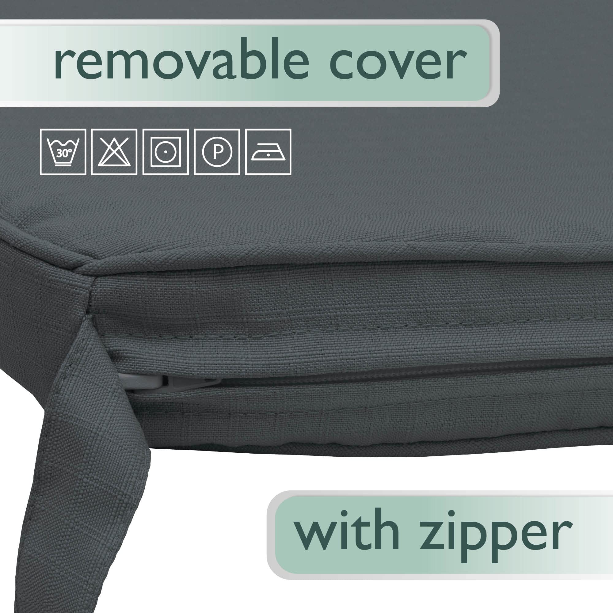 Beautissu Lot de 4 Galette de Chaise 45x40x5cm Pia – Set Coussin Chaise Confortable pour intérieur & extérieur Coussin d'assise déhoussable pour Chaise Jardin rotin – Outdoor Coussin Gris Graphite