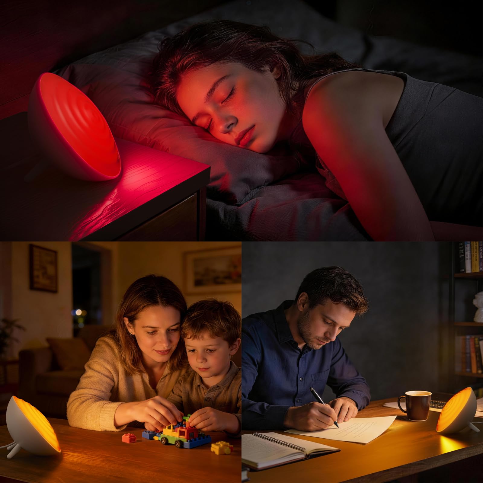BOHON Veilleuse à lumière rouge avec minuteur, 3 modes de couleur, 10 modes de luminosité, intensité variable, lumière rouge, 660 nm, veilleuse rouge pour chambre à coucher, chambre d'enfant, maison