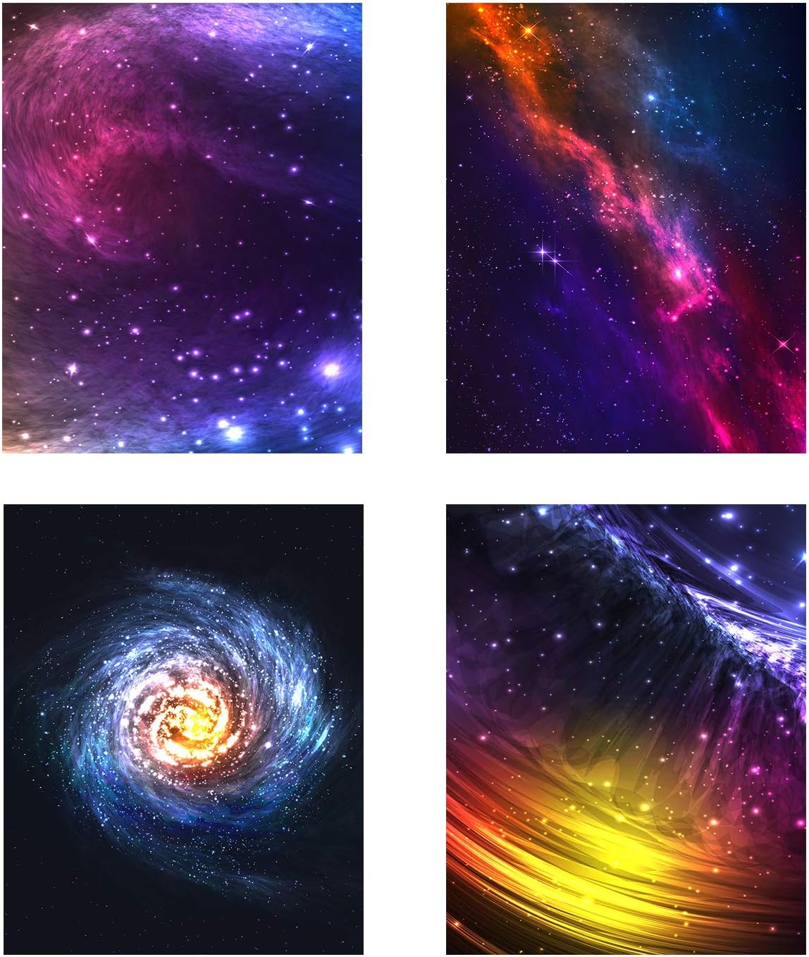 Galaxy and Space Canvas Wall Art - Colorful Starry Pictures for Living Room/ Blue Starlight Nebula Nursery Decor Artwork / Office Painting Wall Decorations 4 Pieces 8x10 Inches Unframed