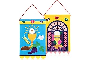 Oudain 2 Sets First Communion Banner Kit for Decoration DIY Holy Communion Banner for Kids
