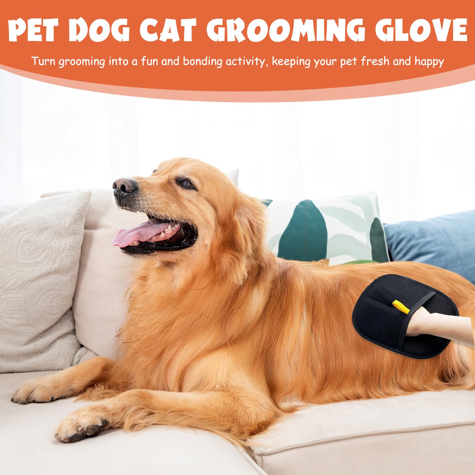 Bisienya Pet Grooming Gloves,Reusable Dog Grooming Glove,Double Grooming Gloves for Dogs,Hands on Pet Static Hair Removal Gloves,for Washing,Deshedding,Grooming,with 1 Toothbrush - Image 3