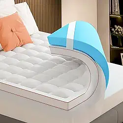 DWCN Queen Size Colchão de camada dupla de 7 cm – espuma viscoelástica de gel de 5 cm + almofada refrescante de 2,5 cm com alças ajustáveis – antiderrapante, respirável, camadas separáveis para alívio