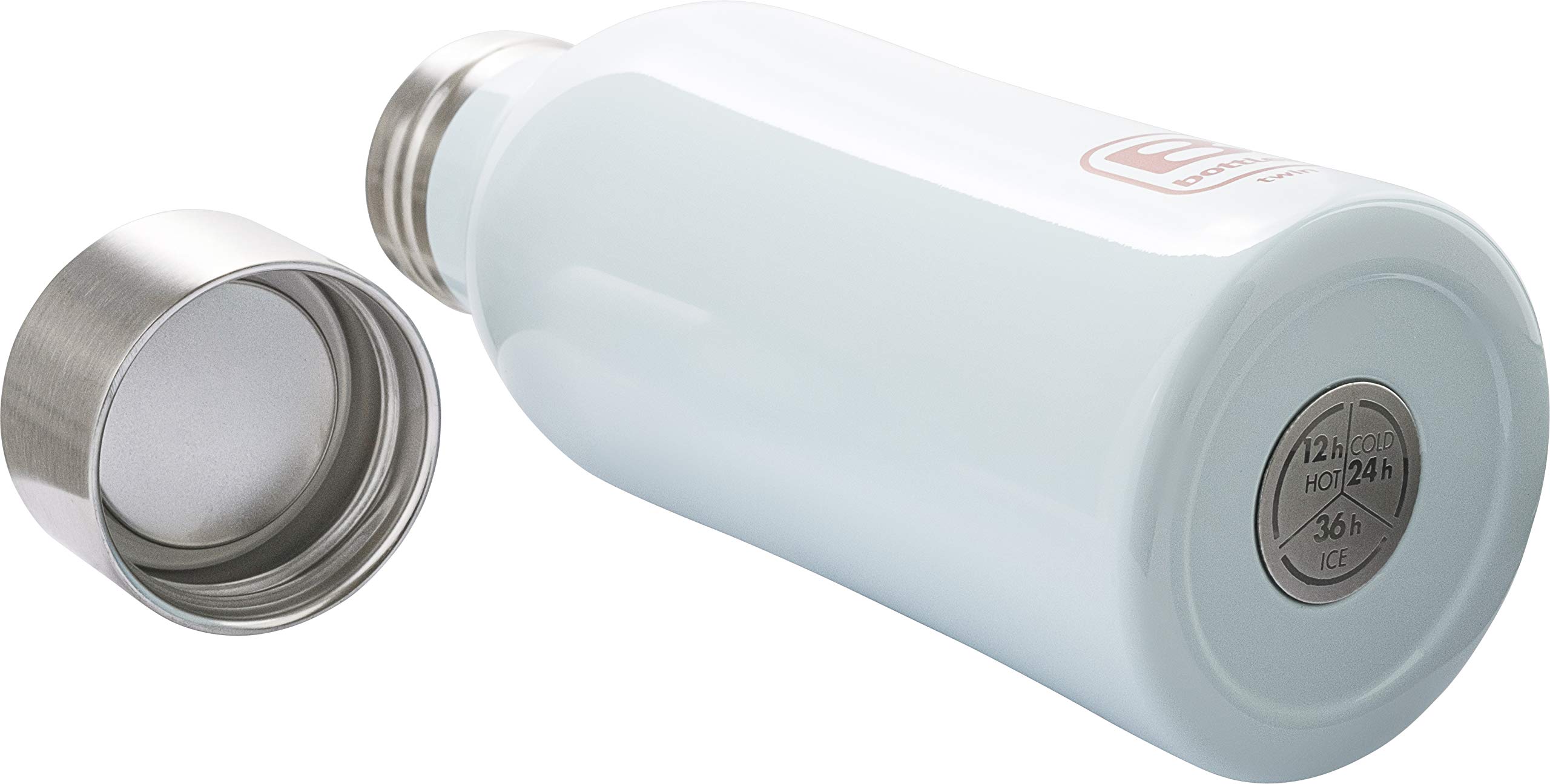 BUGATTI B Bottle podwójna butelka termiczna 350 ml niebieska utrzymuje ciecze gorące dla H12, zimno dla H24 i lód do H36 18/10 butelka fitness ze stali nierdzewnej, ekologiczna i wielokrotnego użytku,