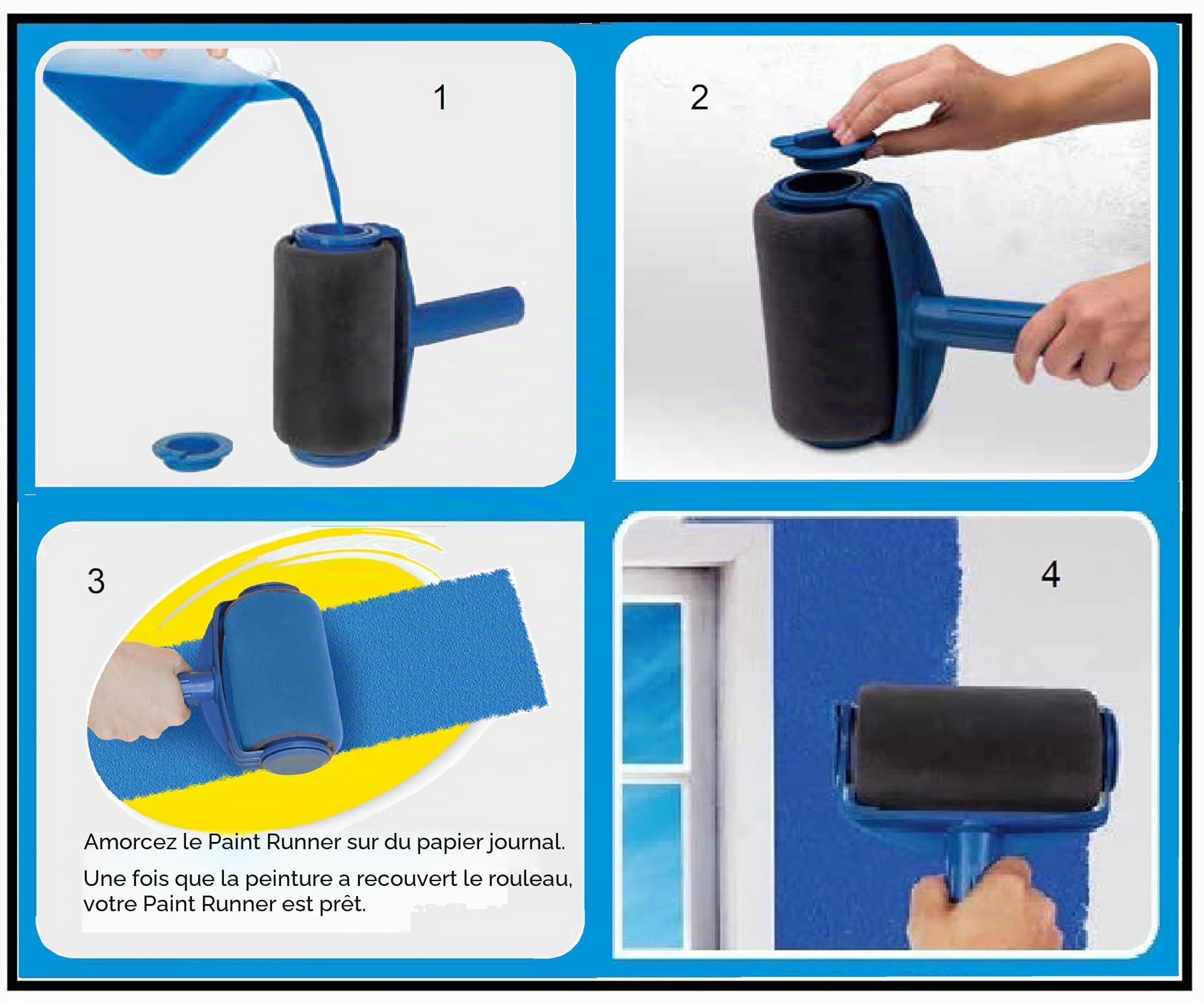 a Registered Trademark, Ultimate Paint Roller System - 6 pc Set, Paint continuously Without Dipping & Dripping & no Mess. Made in Indonesia. The Original Product