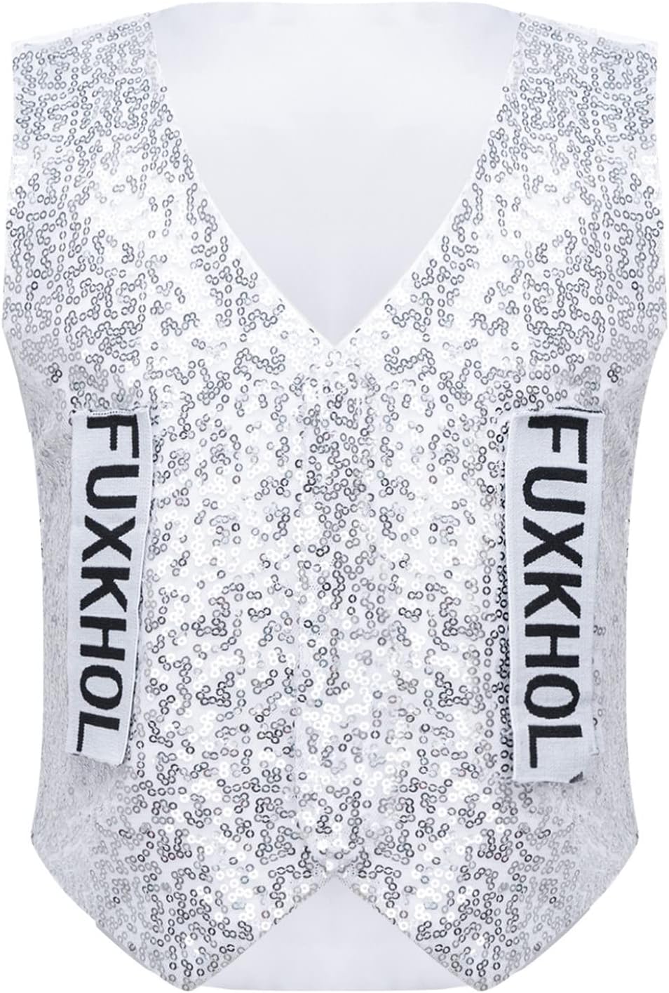 Boys Girls Sequins Shiny Hip Hop Jazz Modern Dance Vest Waistcoat Jacket Performance Party Fancy Dress Up