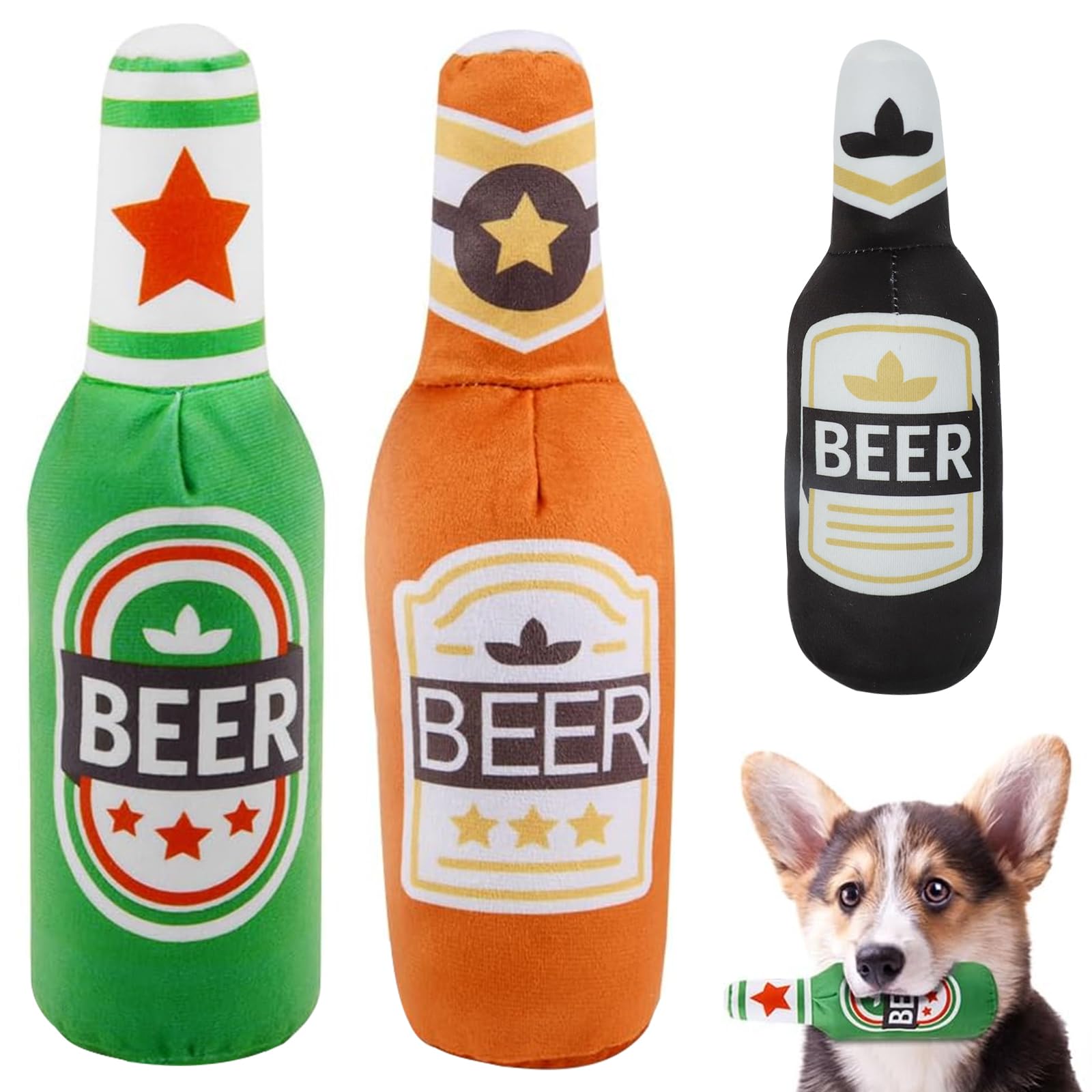 JOLIGAEA 3 Piezas Juguetes para Perros, Juguetes de Peluche para Perros, Juguete Interactivo, Juguetes con Sonido para Perros, Regalos para Perros Cachorros Grandes Pequeños
