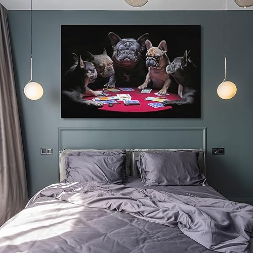 Miniatura 8 de House of French Bulldogs Dogs Playing Poker Póster Pintura Decorativa Lienzo Arte de Pared Pósters de Sala de Estar Dormitorio Pintura 16 x 24