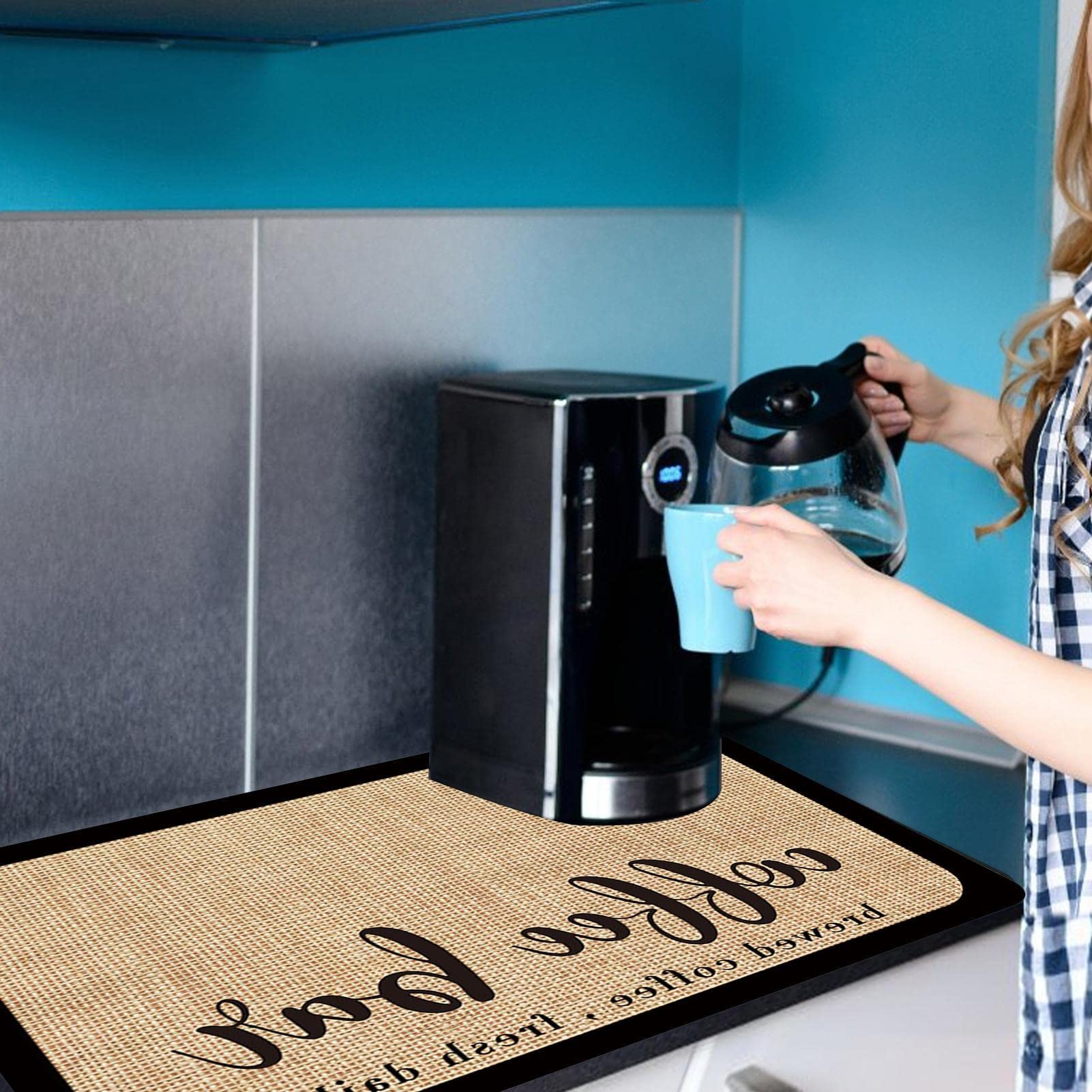 Tappetino Scorrevole Per Macchina Da Caffè – 42x15 Cm, Base Antiscivolo, Con Laccio Per Appendere – Protezione Piano Cucina
