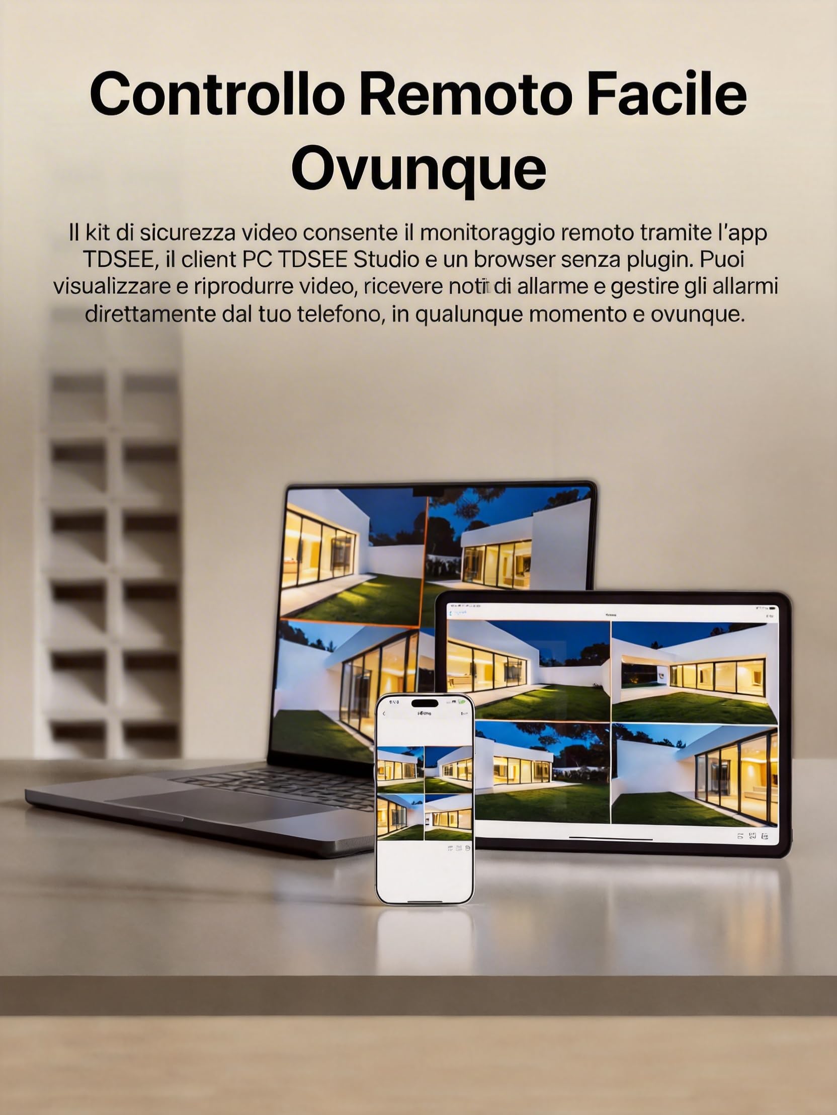 Tenda Kit di videosorveglianza PoE per esterni con 4 telecamere da 4 MP e 1 NVR, HDD da 1 TB (supporta fino a 10 TB) per videosorveglianza 24/7, telecamera IP PoE con rilevamento AI delle persone, vis