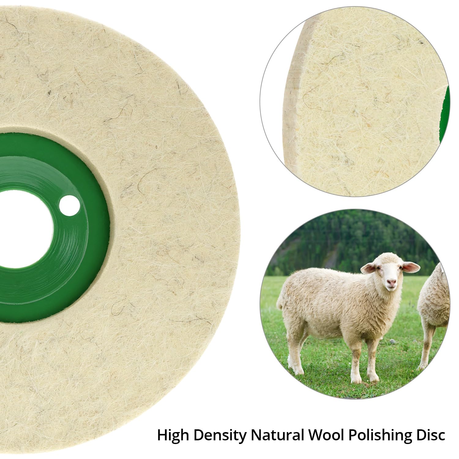 QWORK® 10 Piezas disco de pulido de fieltro de lana de 125 mm, discos amoladora, para pulir metal, acero inoxidable, madera, piedra