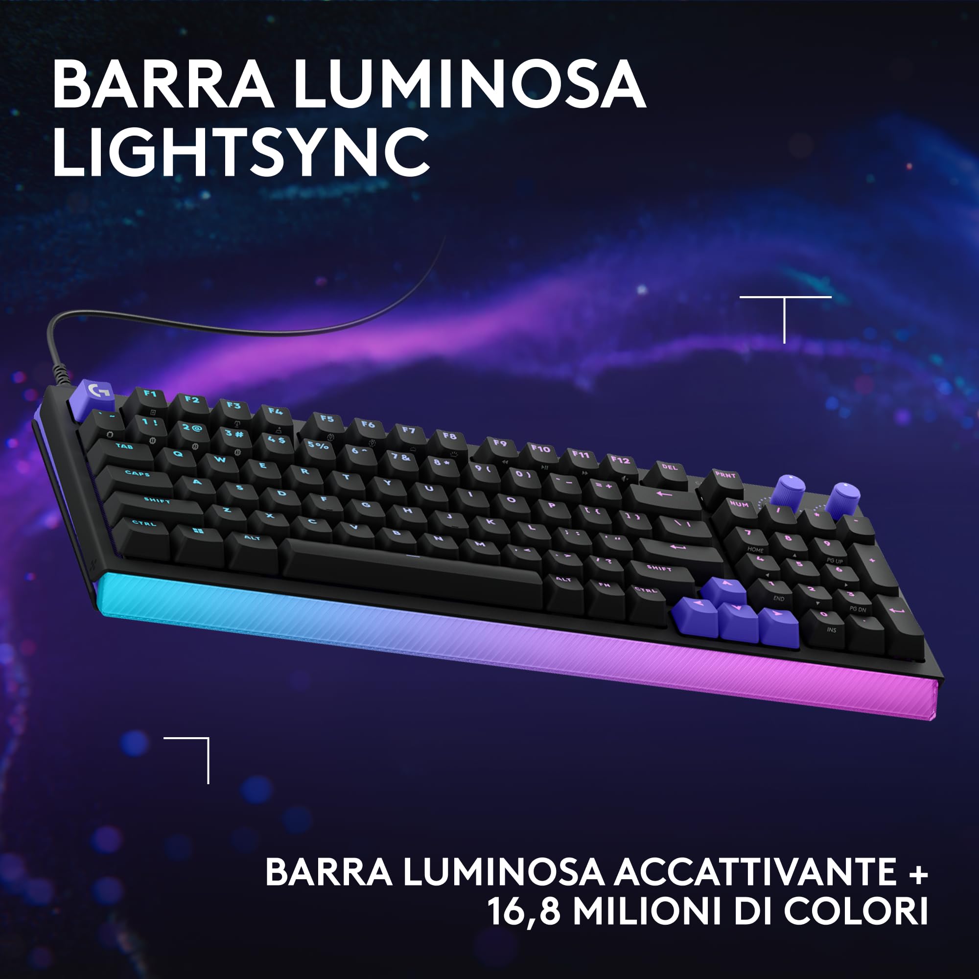 Logitech G G512 X 98 DUAL SWAP - Tastiera gaming meccanica/analogica TMR | hot-swappable, aggiornamento 8K, azionamento personalizzato, TRIGGER, LIGHTSYNC RGB, cavo, PC, Mac, ITA QWERTY - Nero