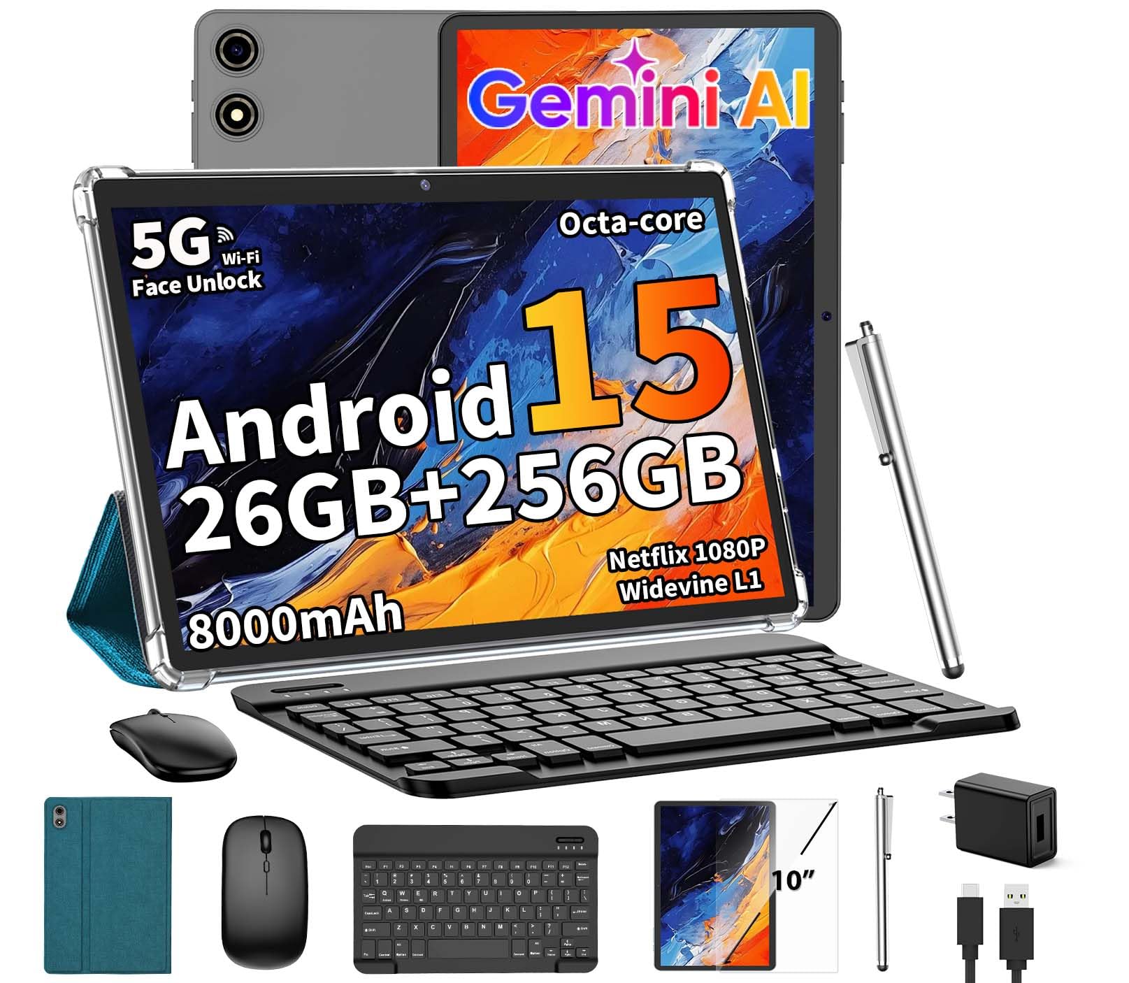 Amazon.com : Android 15 Tablet with Keyboard, 26GB RAM+256GB ROM