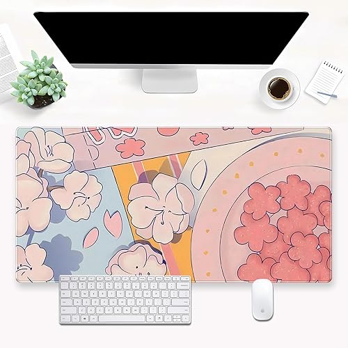 Miniatura 24 de Alfombrilla de escritorio Retro Neon Fantasy XXL grande de 31.5x15.7 pulgadas Alfombrilla de teclado y mouse para juegos Decoración de escritorio de