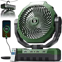 FRIZCOL 3-in-1 Camping Fan - Portable Fan Rechargeable - 20000mAh 9-Inch Battery Powered Fan(60Hrs) - USB Fan with Light & Remote for Indoor, Outdoor e.g. Tent, Travel, BBQ, Fishing, Jobsite