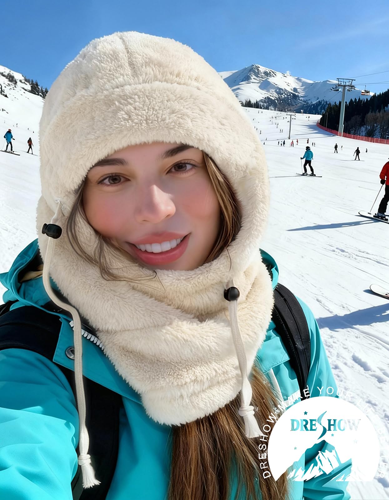 DRESHOW Pasamontañas Térmico Forro Polar Cálido Máscara Facial Calentador Cuello Deportes Clima Frío