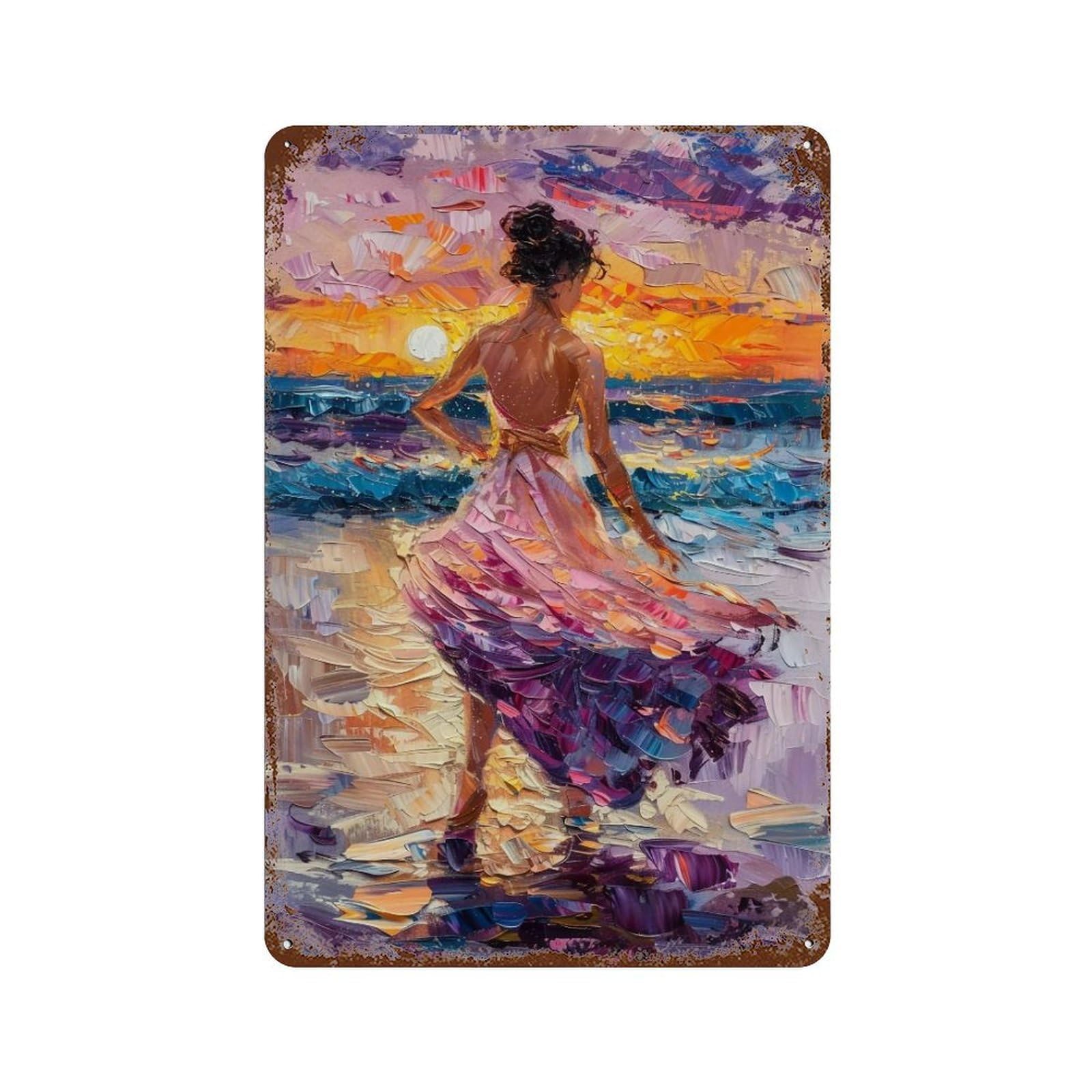HDURYEYRYY Sunset Beach Dancer 01 Wall Retro Iron Vintage Art Metal Tin Sign Poster Modern Home Cofffee Club Art Bar Shop Decor 30x20cm