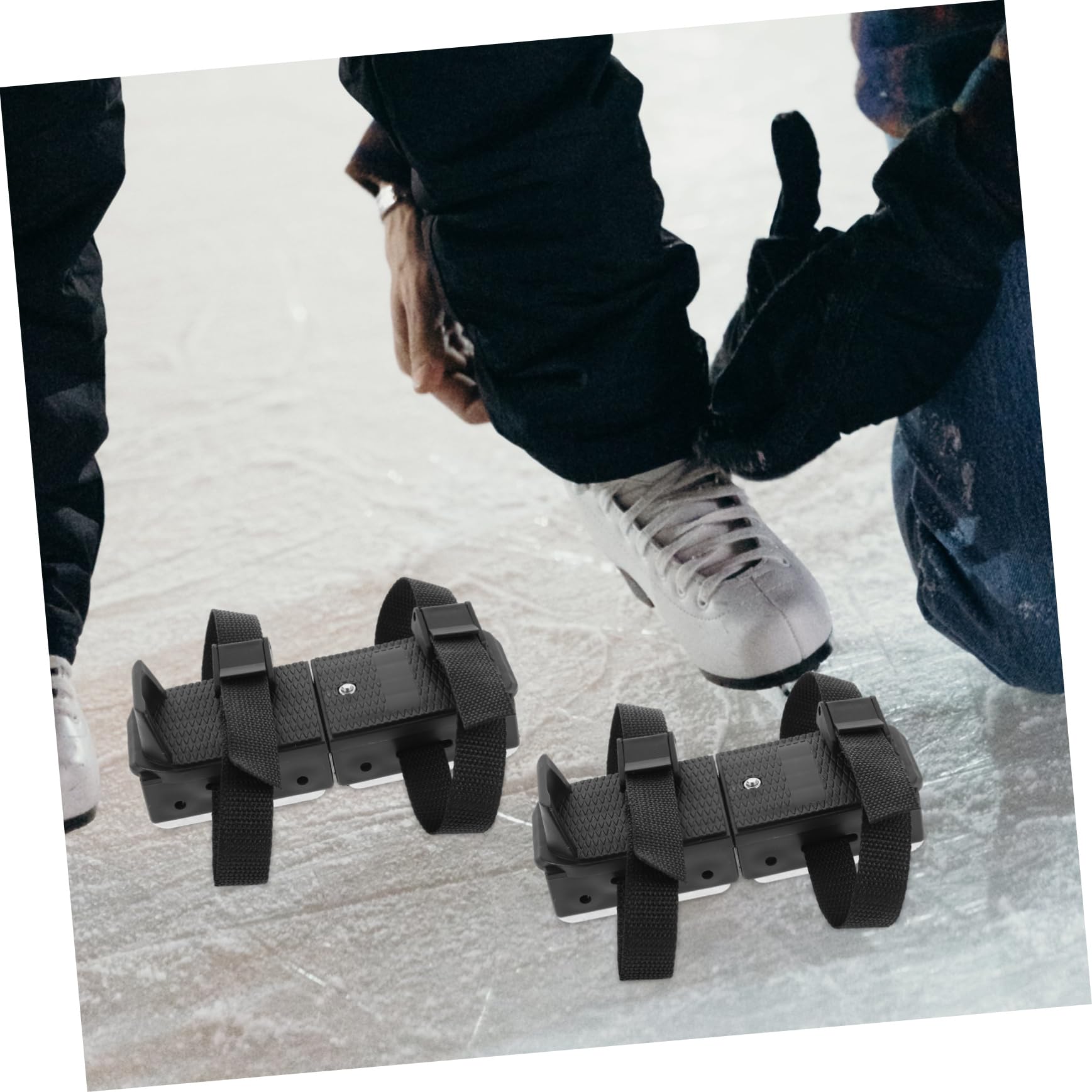 UKCOCO Patines Anti-Caza Vinculante Patines de Hielo al Aire Libre Tobillo Guardias de Skate Patinaje Chicas Patines de Bebe Patines de Hielo con Correa el plastico Negro