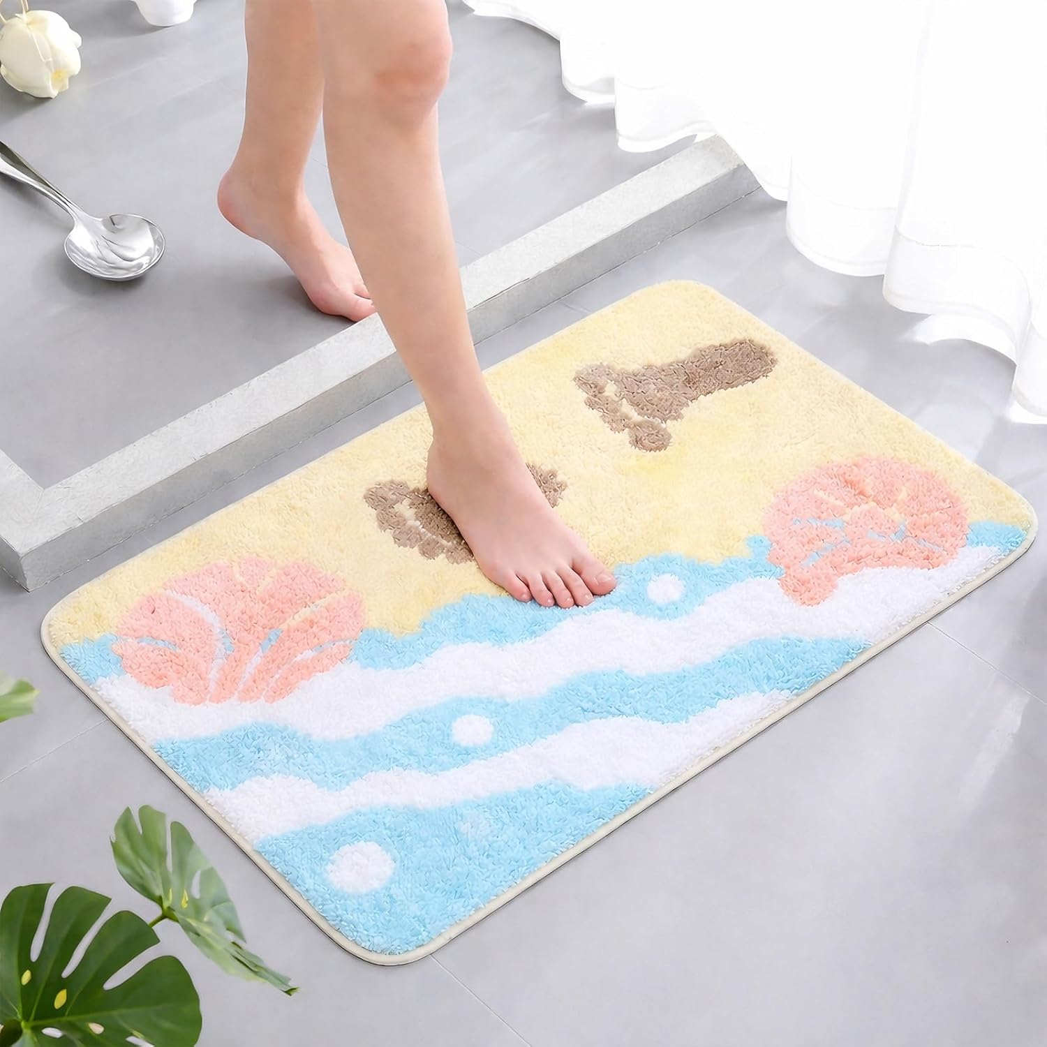 Heionia Valley Sunrise Bath Rug, Cute Nature-Inspired Bathroom Decor, Non-Slip Absorbent Bathroom Rugs for Floor, Washable Bath Mat for Shower Floor, Toilet, Bedroom and Kitchen, 19.7 * 31.5''