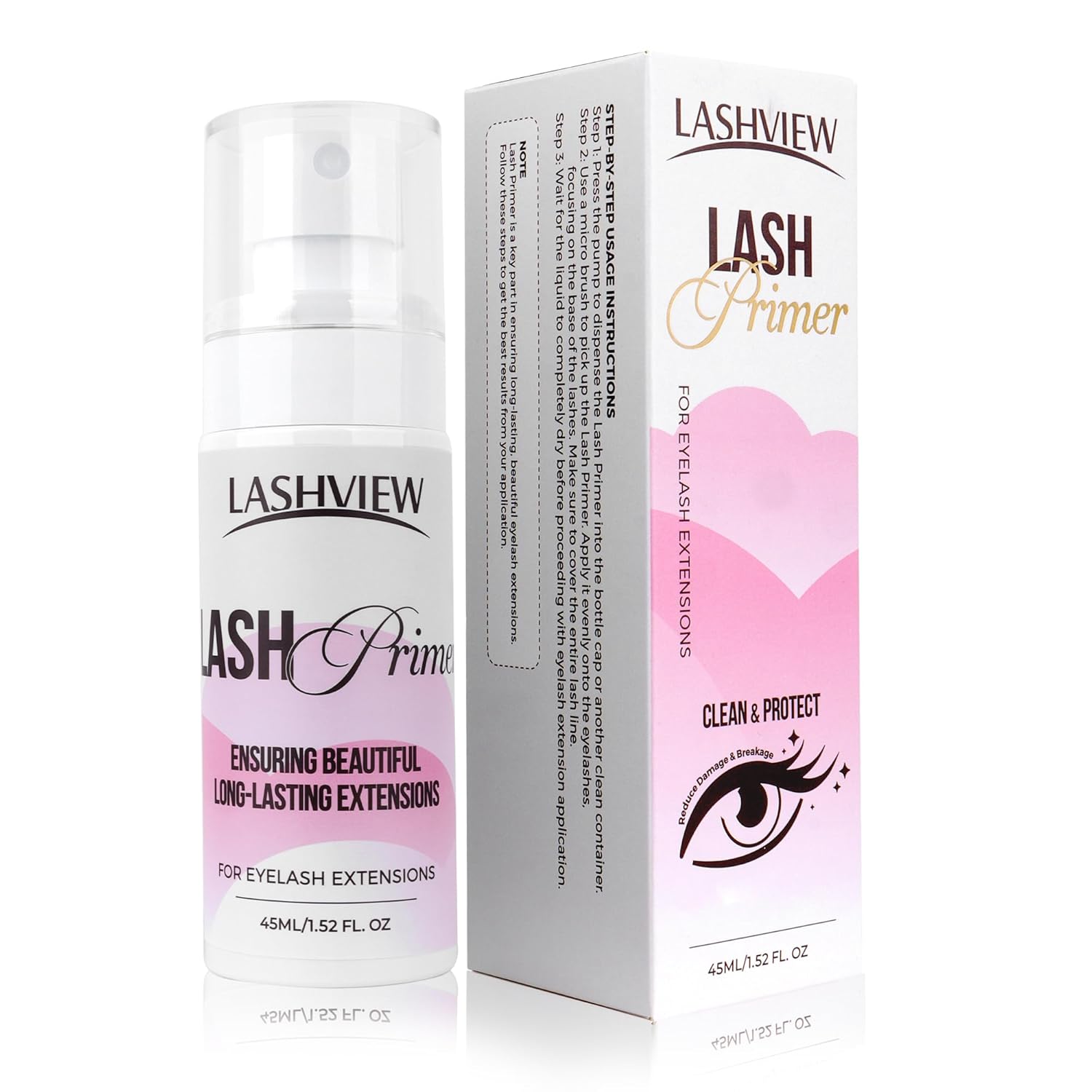 LASHVIEW 2025 Update Lash Primer for Eyelash Extensions 45ml Professional Use Only Easy to Removes Proteins and Oils Increase Adhesive Bonding Power