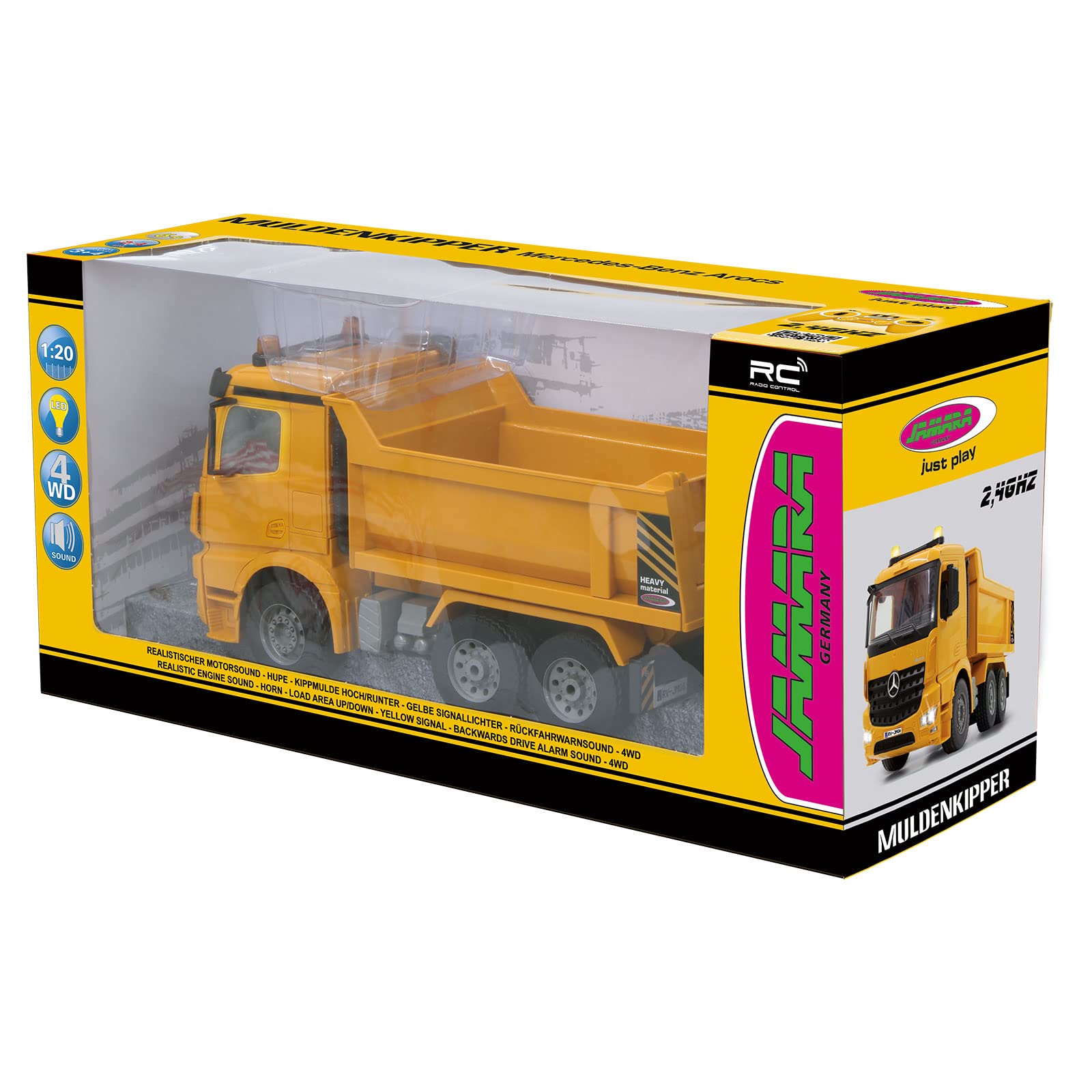 Jamara - Vagoneta basculante 1:20 Mercedes Arocs 2,4 GHz (404940)