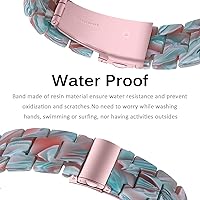 Vista 6 de Miimall Compatible con Fitbit Versa 3/Sense, bandas de resina para mujeres y hombres, correa de repuesto de acero inoxidable súper ligera