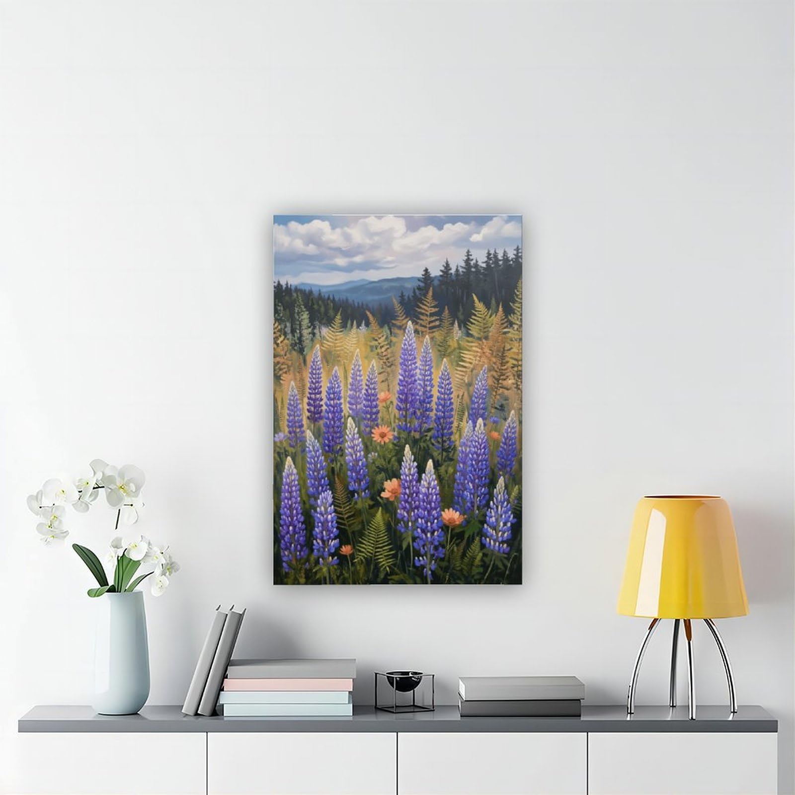 Mnyuein Póster de paisaje de prado de flores silvestres, 0 lienzos, decoración de pared, pinturas para sala de estar, dormitorio, impresión sin marco, 61 cm de largo x 91 cm de ancho