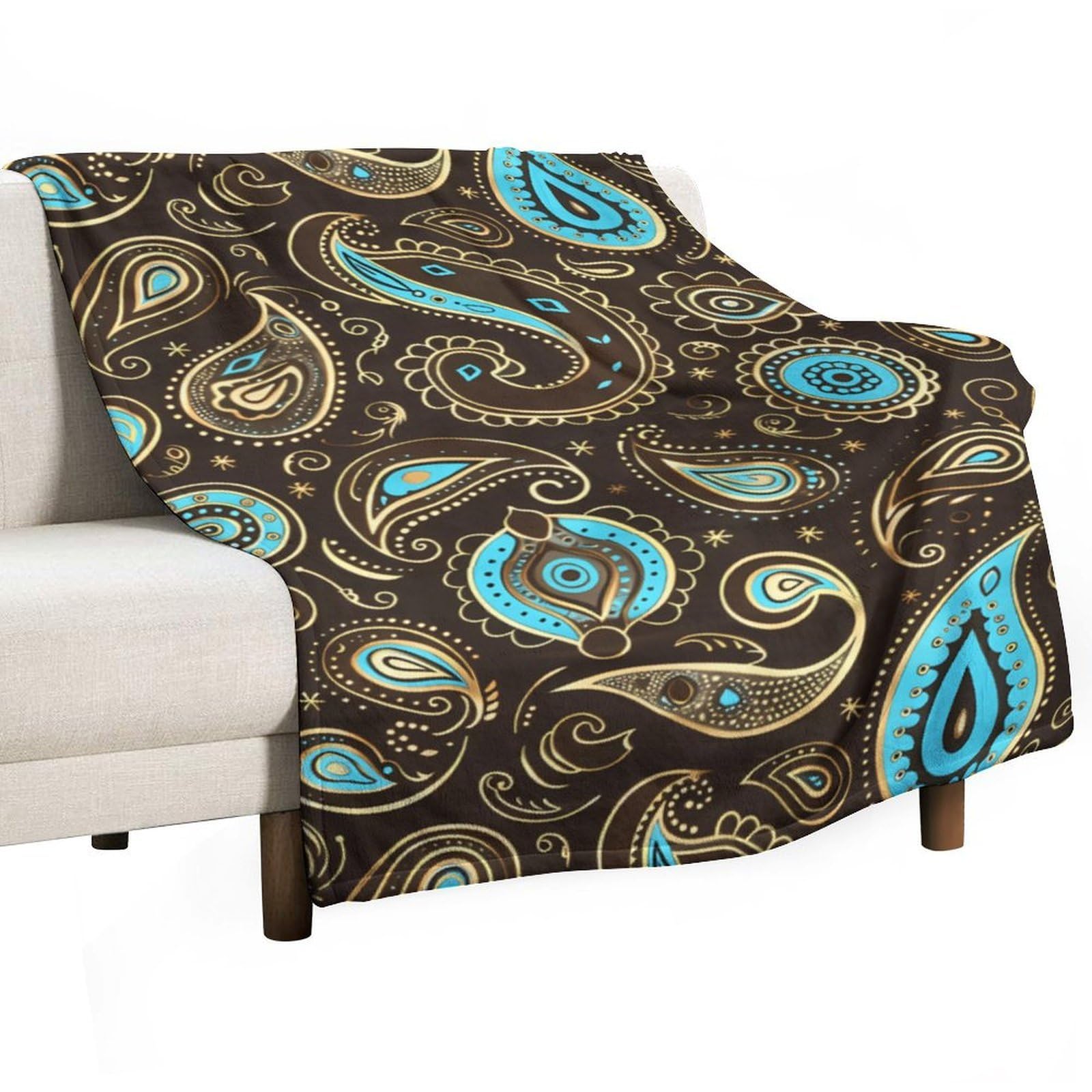 CGSBNGHA Brown Paisley Pattern Flannel Fleece Blanket Lightweight Soft Throw Blankets for Sofa Couch Bed Chair