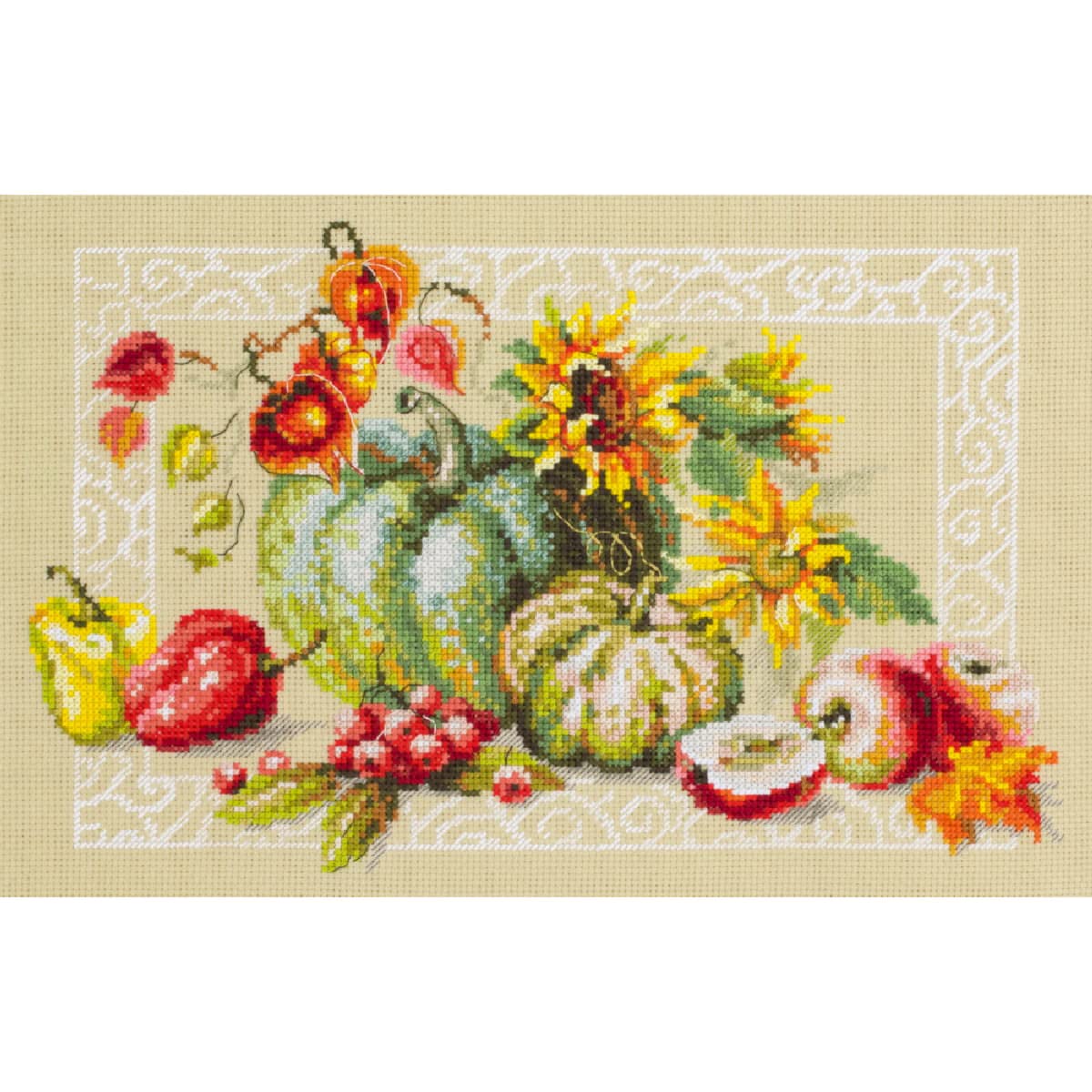 Kit broderie point de croix compté d'automne Zweigart multicolore en coton 30x20 cm