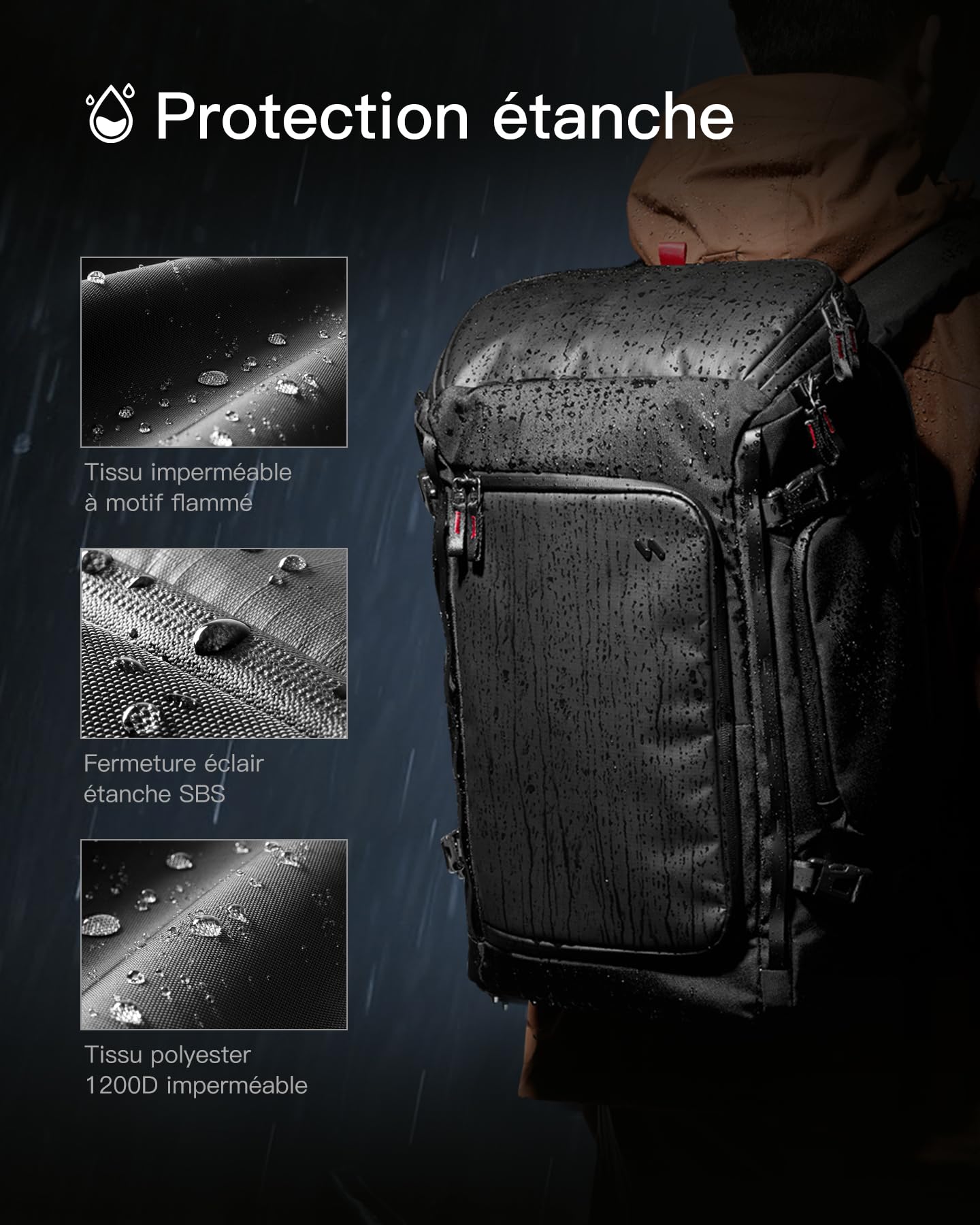 Inateck Sac à Dos Voyage et Affaires 40L Grand Capacité, Noir | Accès Rapide TSA, Rangement Multifonction, Pour 17" PC, Resistant a l’Eau, Anti-Vol, Sac Cabine Business