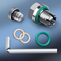 Vista 3 de 1/2-20 Tapón de drenaje de aceite doble sobredimensionado tipo piggyback, kit de reparación de rosca de bandeja de aceite autorroscante de acero