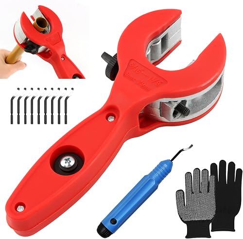 Ratcheting Tubing Cutter 1/4-7/8" – 2-in-1 w/ 10 Blades for PVC/PPR/Hoses | 2-in-1 compact ratcheting cutter. Includes 10 blades. Cuts PVC, PPR & plastic hoses. Ideal for tight spaces & close quarters.