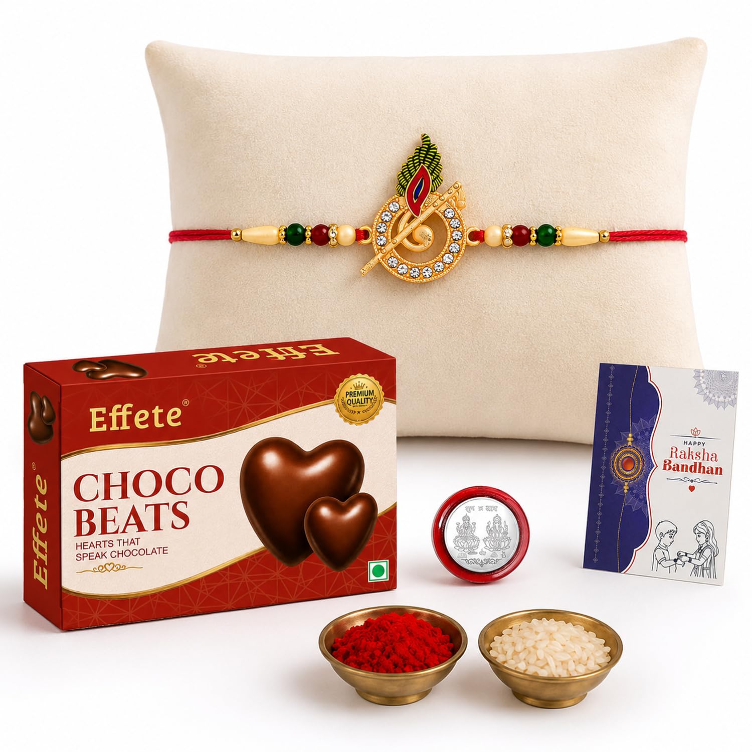 Oblivion Rakhi Combo Gift For Brother With Center Filled Chocolate |Golden Color Rakhi| Rakhi Gift For Brother/Sister| Rakkhi For Men | Rakhi Set Of 1| With Greeting Card,Roli-Chaval,Coin(K1_703_Cb32)-image-43