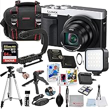 Panasonic ZS99 Digital Camera Silver Bundle + Accessory Kit with 64GB Extreme Memory, U-Grip, LED Light, Tripod, Carry Case, Editing Software Package & More 23 Items