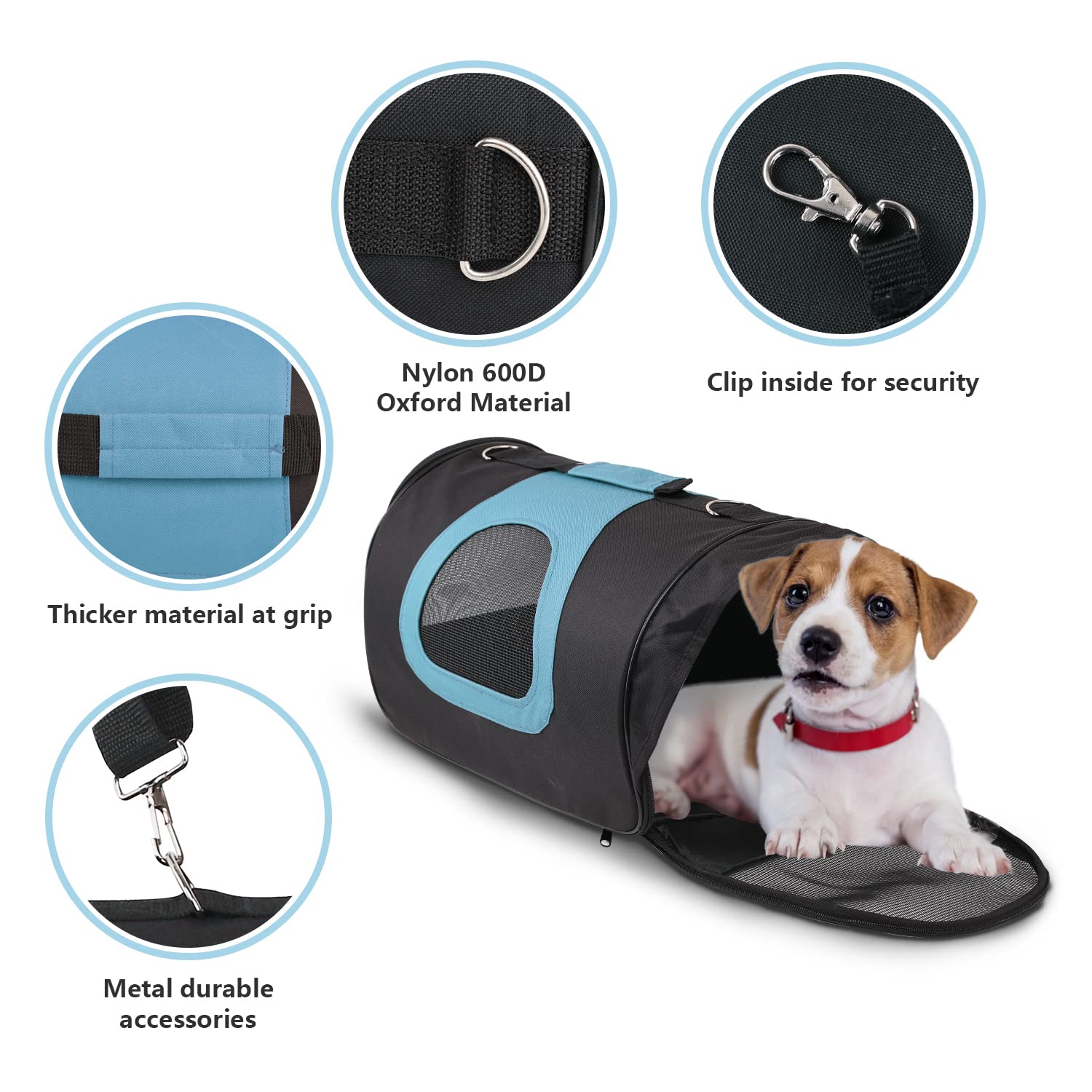 Nobleza Hundetransportbox faltbar für Reise & Auto, 40 * 23 * 24cm, stabile Transportbox mit Tragegriffen & Decke für mittelgroße Katzen & Hunde