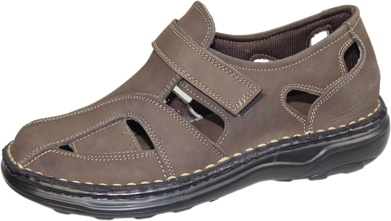 Mens Sandals Nubuck Leather Sandals Men Closed Toe Walking Sandals for Men Outdoor Comfortable Sandals Mens Leather Sandals Casual Beach Summer Walking Shoes