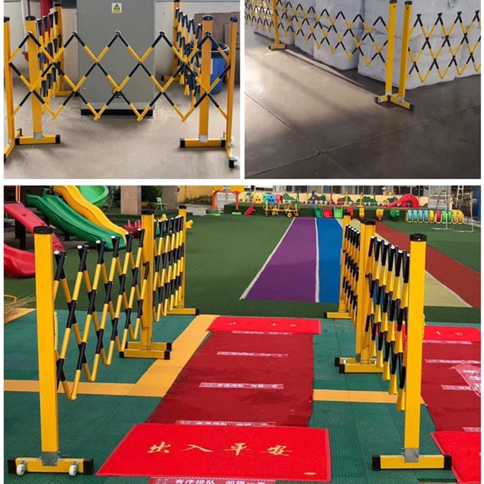 Barricada Metálica Extensible - Barrera De Seguridad Fácil De Montar Con Ruedas, Valla De Tráfico Ajustable, Valla De Acceso Para Obras Viales, Garajes Y Entradas De Veh,H120CM+L 1000cm/32.8ft