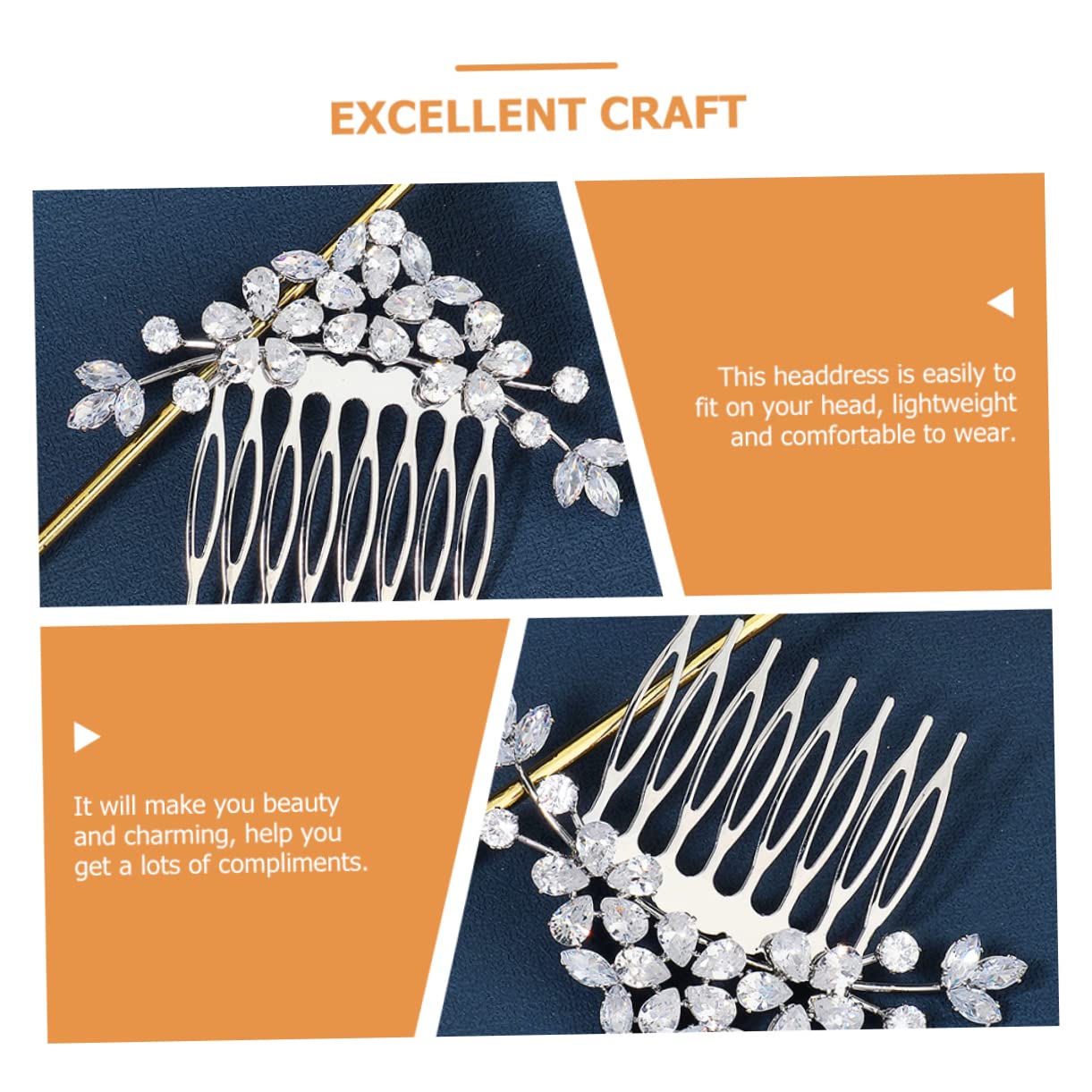 FRCOLOR 4stücke Rhinestone Haarschmuck Für Bräute Wasserfall-haarreif Mit Zirkonia Elegantes Hochzeitsaccessoire Für Damen Leichte Und Komfortable Haarkämme Für Besondere Anlässe