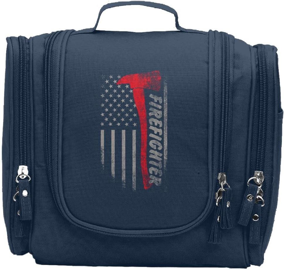 JCBaa Firefighter Axe Red Line Flag Makeup Bag/Cosmetic Bags Women's Portable Brushes Case Toiletry Bag Travel Kit Jewelry Organizer Multifunctional Pouch/Bags For Household,Business,Vacation