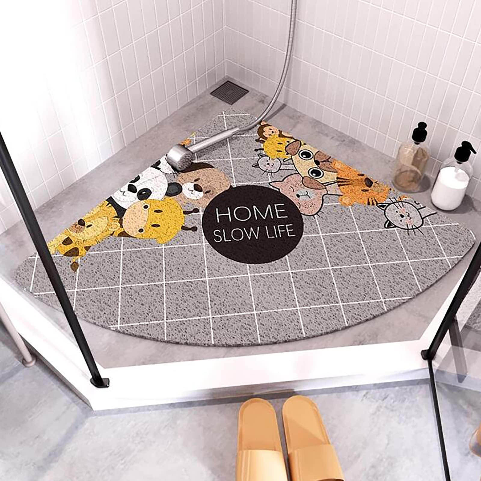 Ayvada C Omfortable Loofah Orner Shower Mat With Drain, Non Slip Shower Mats For Inside Shower, Quick Dry Bath Mats For Round And Square Shower, Shower Mat Non Slip Anti Mould,,65X65cm（25.6X25.6"）