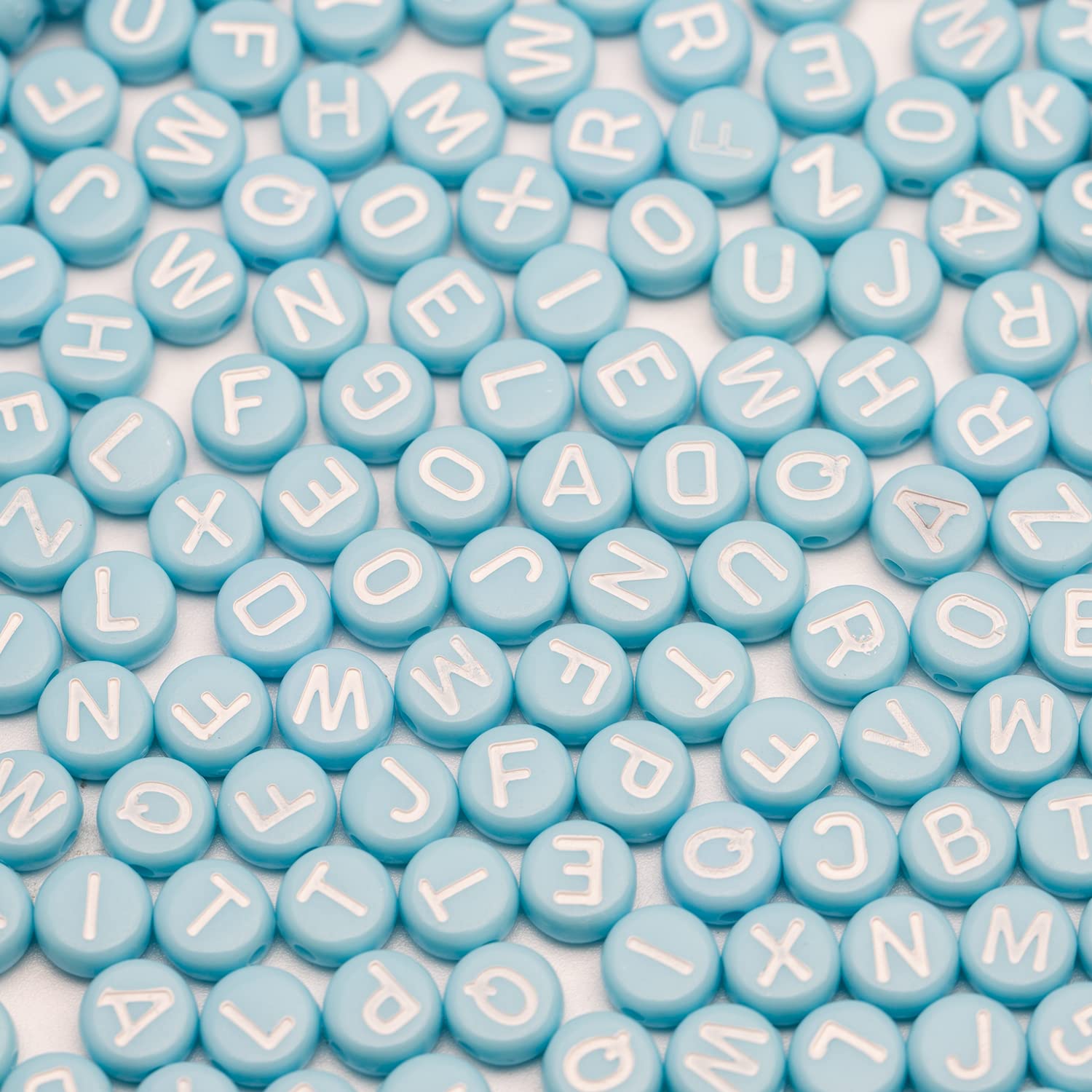 500PCS Acrylic Small Letter Beads - White on Blue Background for Jewelry Making - Alphabet Beads Kit for Bracelets & Necklaces - Image 4