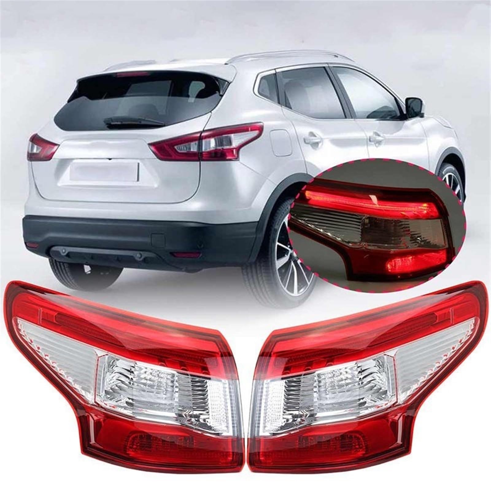 Lampada Fanale Posteriore Per Nissan Per Qashqai 2014 2015 2016 Fanale posteriore esterno sinistro/destro Fanale posteriore con cablaggio Nessuna lampadina(Left outside)