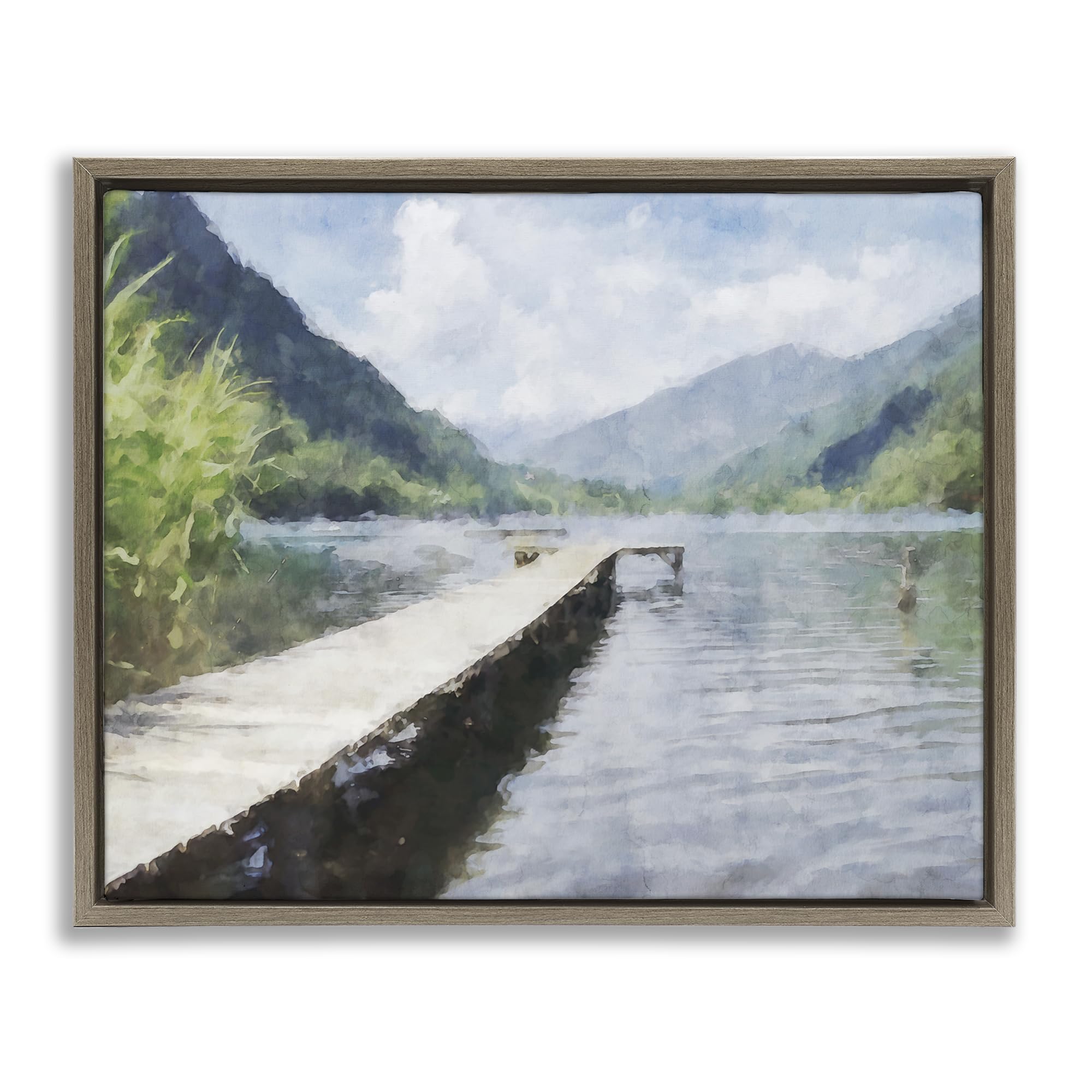 Stupell Industries Montalcino Elm (Textured) Dappled Lake Dock Scenic Landscape, 16 X 20 Inch Canvas In Floater Frame