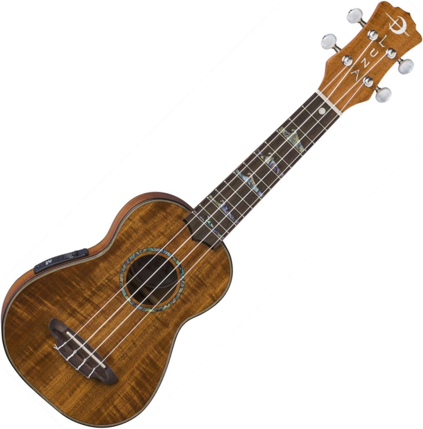 Luna High Tide Koa Acoustic/Electric Soprano Ukulele with Preamp & Gig Bag, Satin Natural